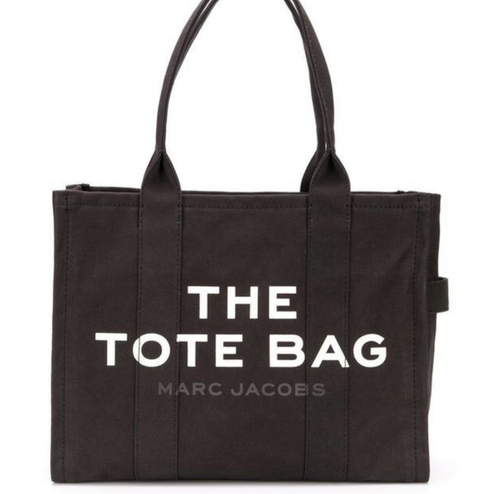 Marc Jacobs Black Canvas 'The Tote Bag' with White Logo